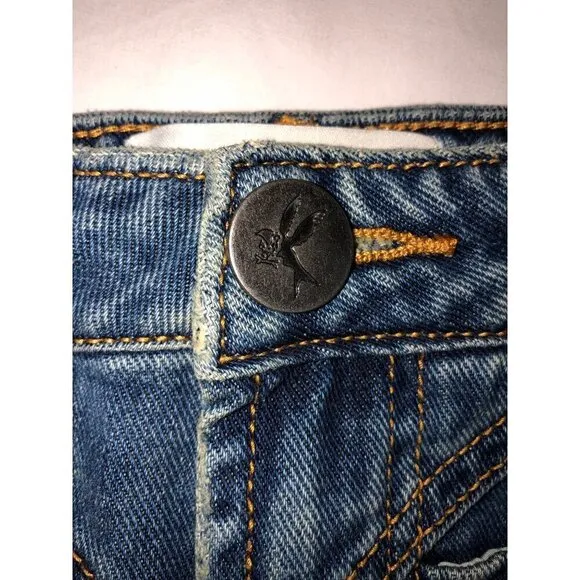 One Teaspoon Trucker Skirt Size 26 US 4 Blue Raw Hem Frayed Mini Distressed Boho