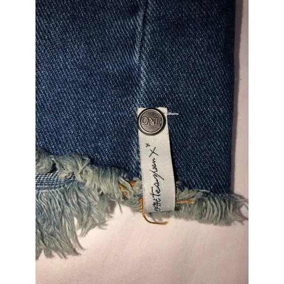 One Teaspoon Trucker Skirt Size 26 US 4 Blue Raw Hem Frayed Mini Distressed Boho