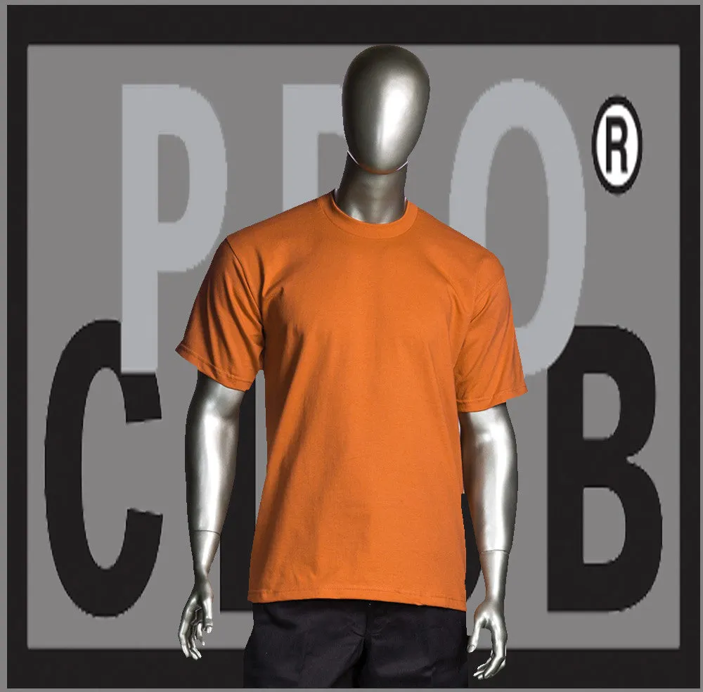 Orange Short Sleeve Crew Neck Pro Club Heavyweight T Shirt
