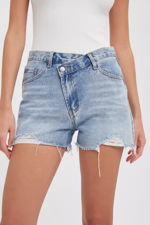 Overlap Denim Shorts