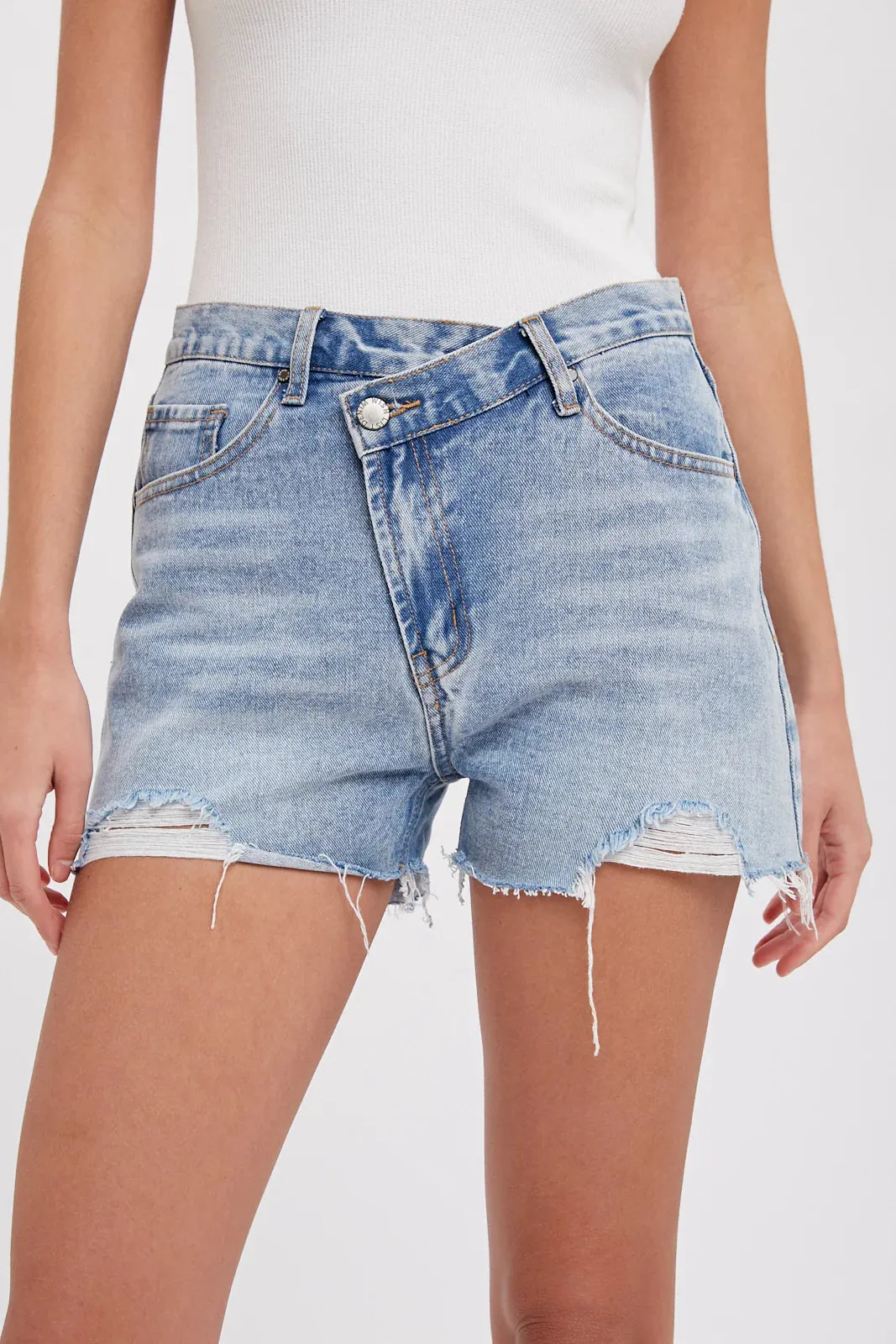 Overlap Denim Shorts