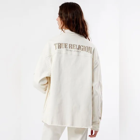 PacSun x True Religion x Playboy Embroidered Oversized Trucker Denim Jean Jacket