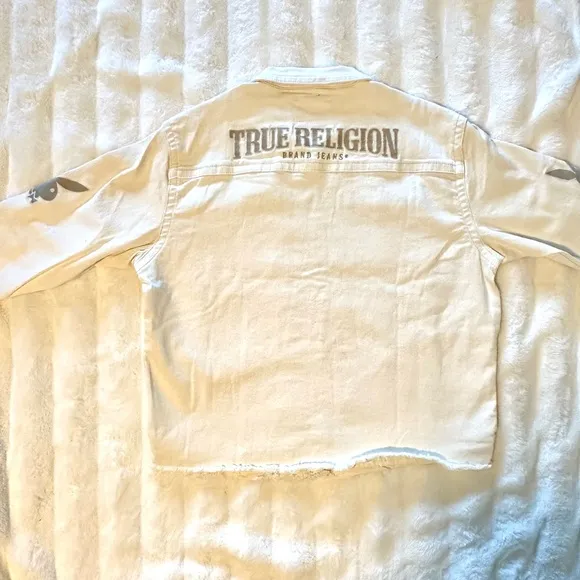 PacSun x True Religion x Playboy Embroidered Oversized Trucker Denim Jean Jacket