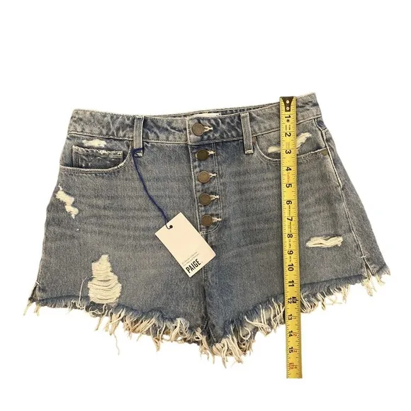 PAIGE Denim Short Size 28 Margot‎ Distressed Raw Hem with Iconic PAIGE whipstich