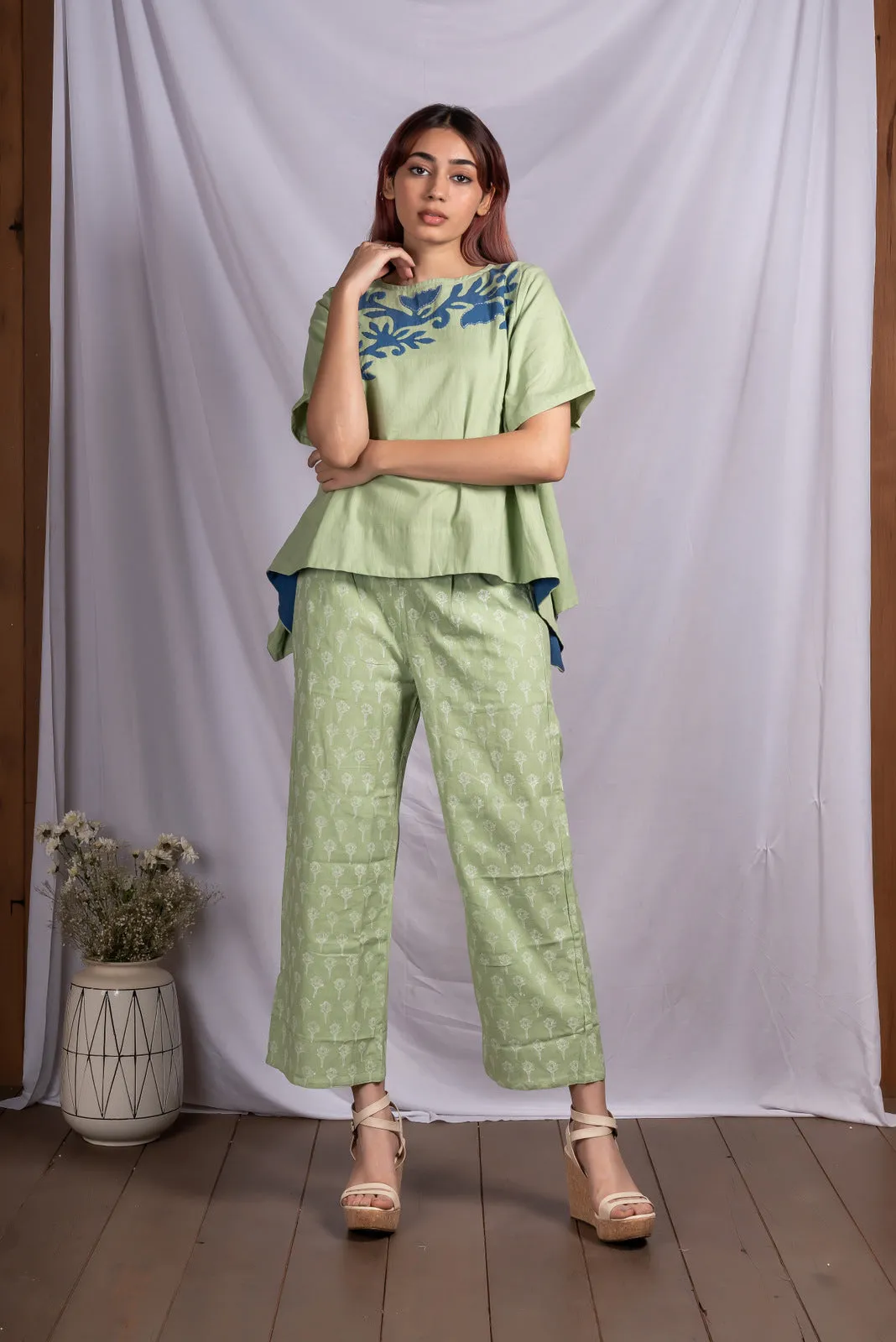 Pale Green Applique Top Co-Ord