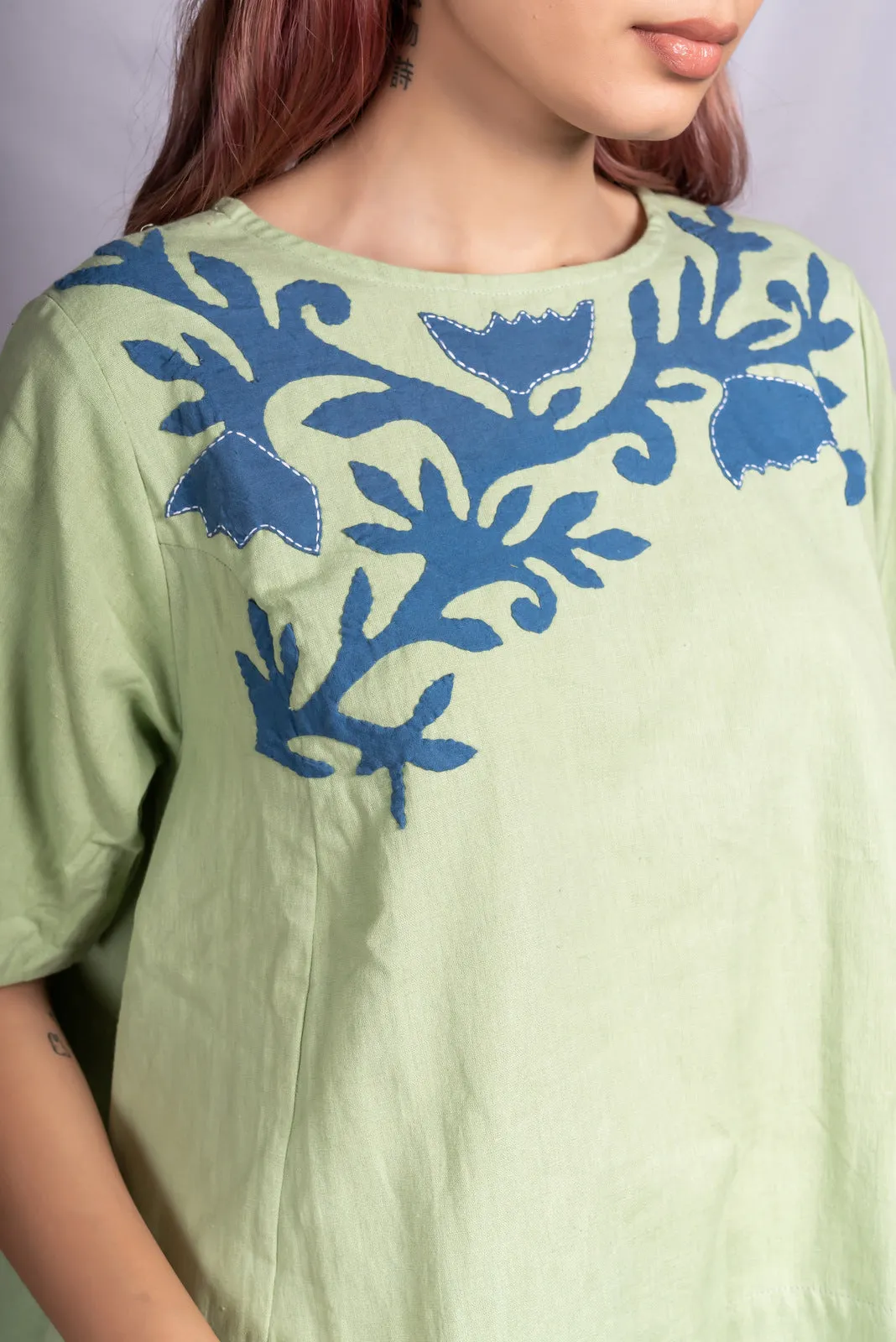 Pale Green Applique Top Co-Ord