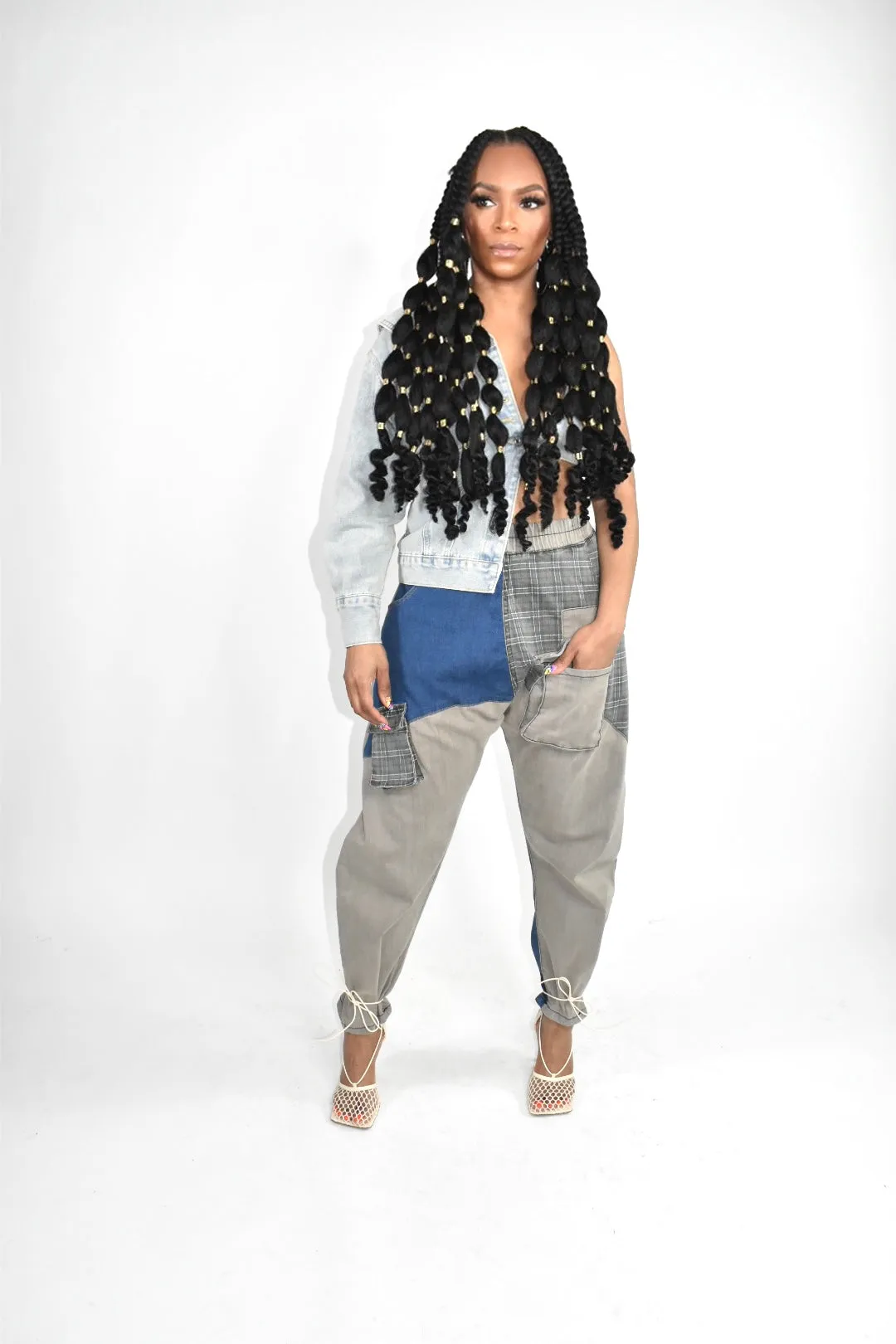 Patch Pocket Denim Harem Pants