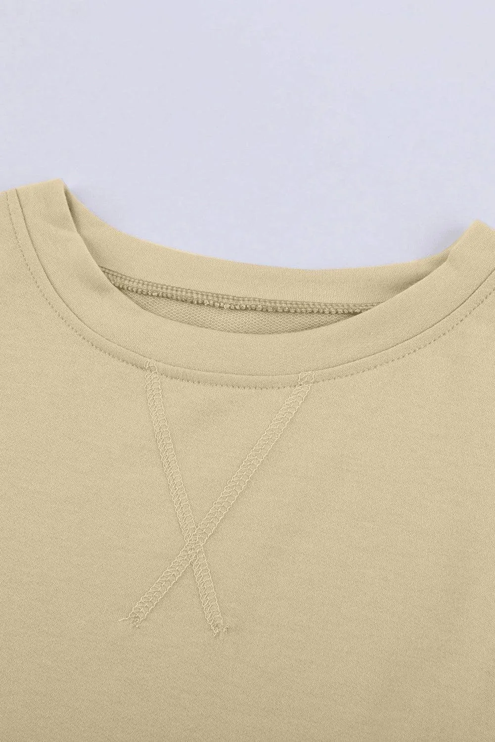 Patchwork Dropped Shoulder Sweatshirt Apricot