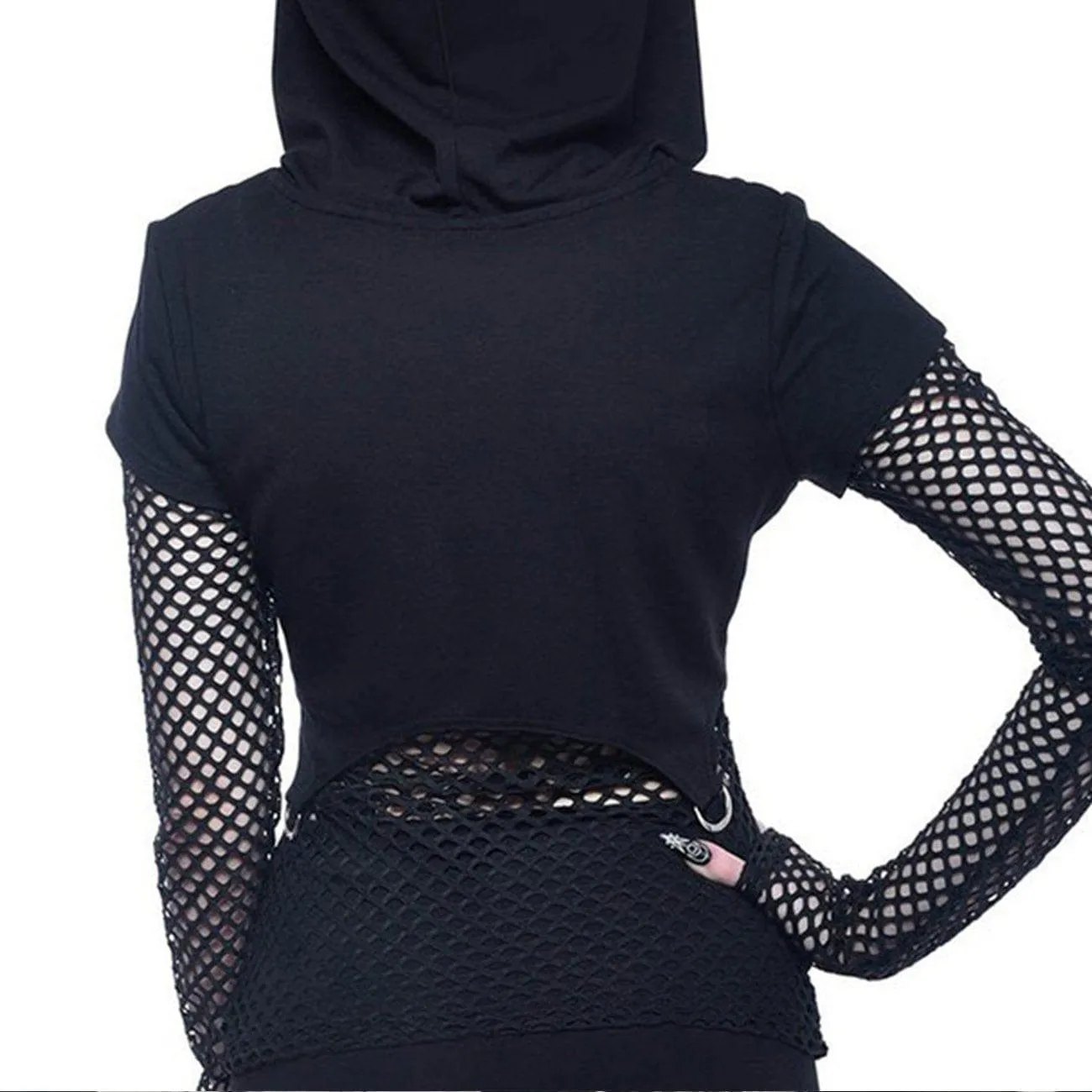 Patchwork Mesh Star Hoodie