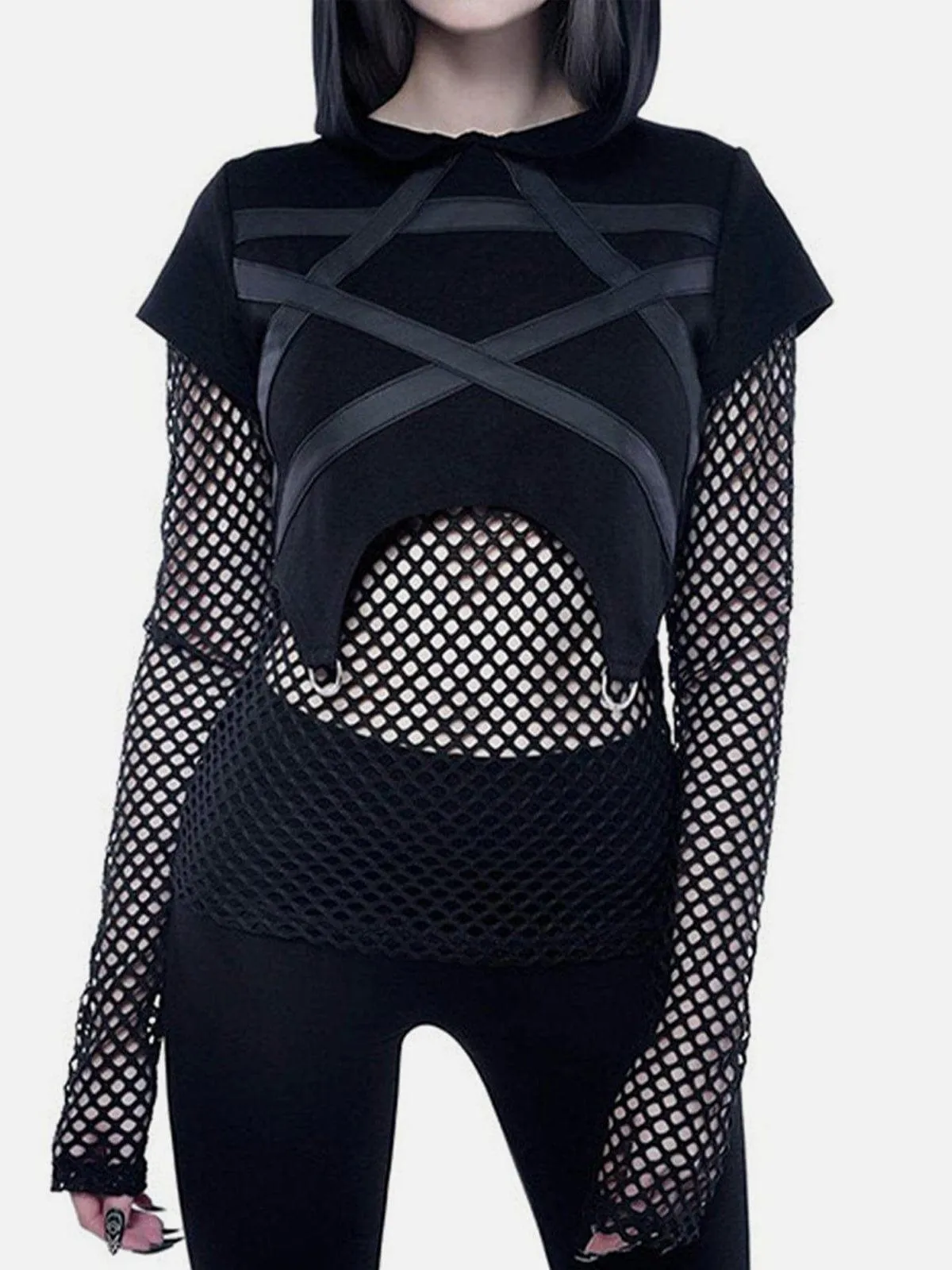 Patchwork Mesh Star Hoodie