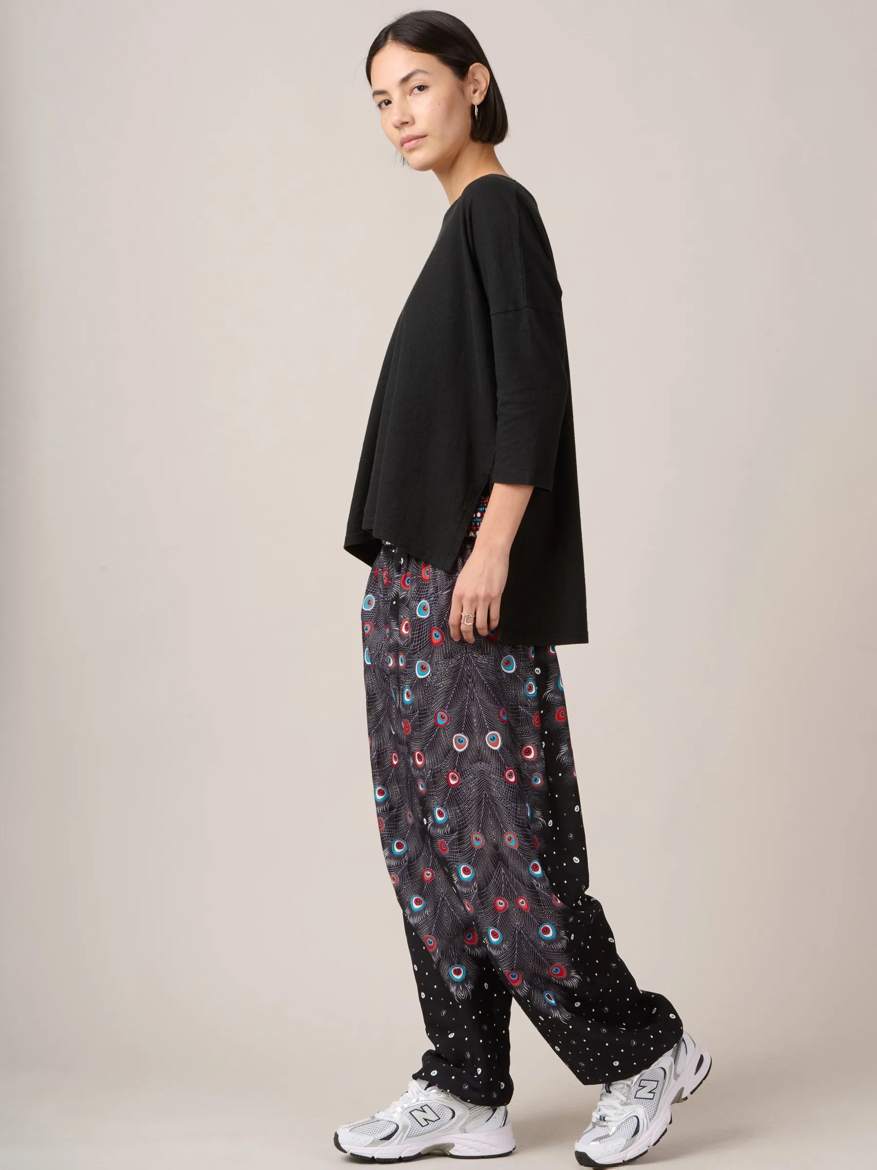 Peacock Feathers Harem Pants - High Crotch