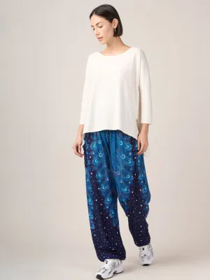 Peacock Feathers Harem Pants - High Crotch
