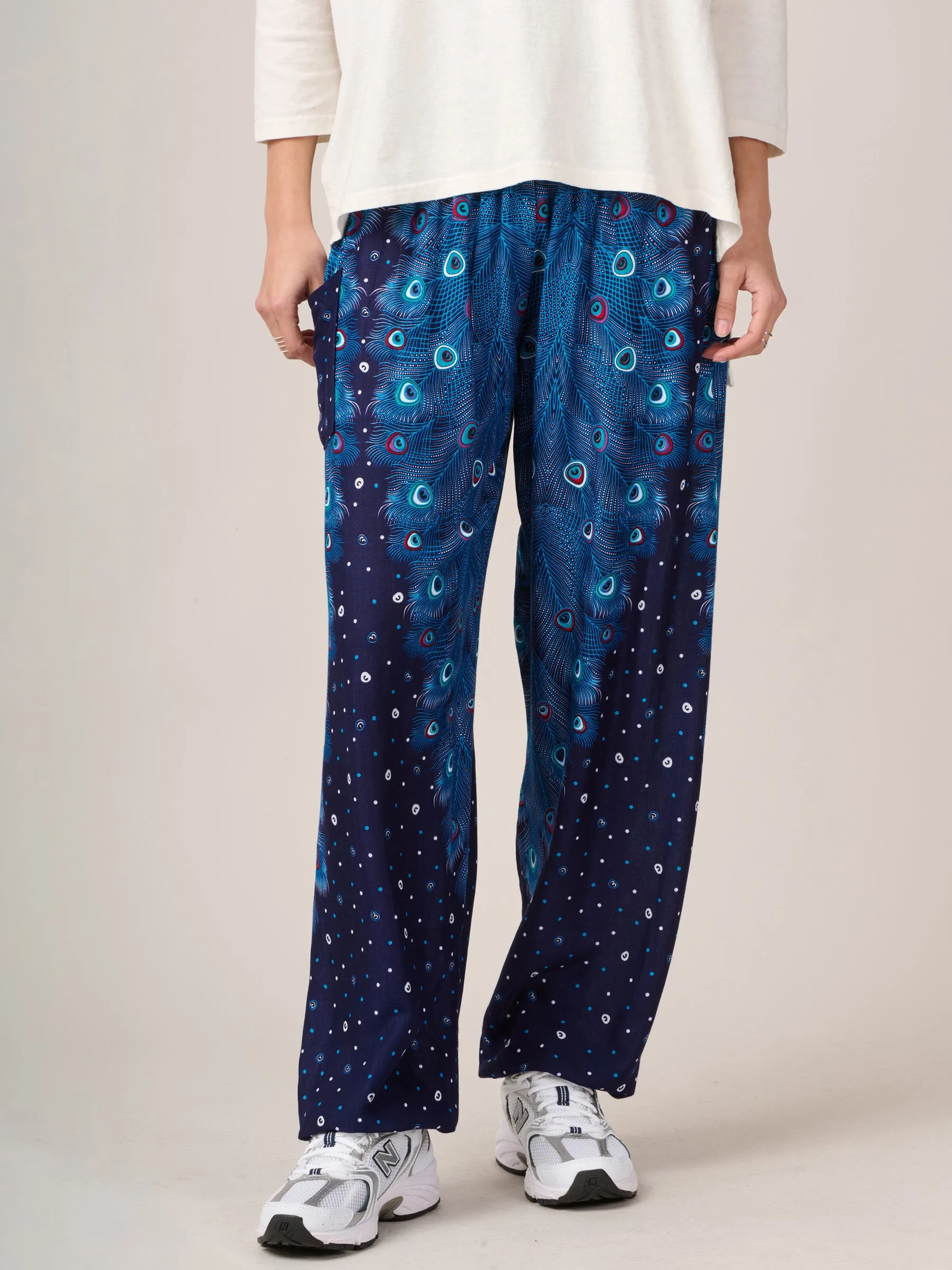 Peacock Feathers Harem Pants - High Crotch