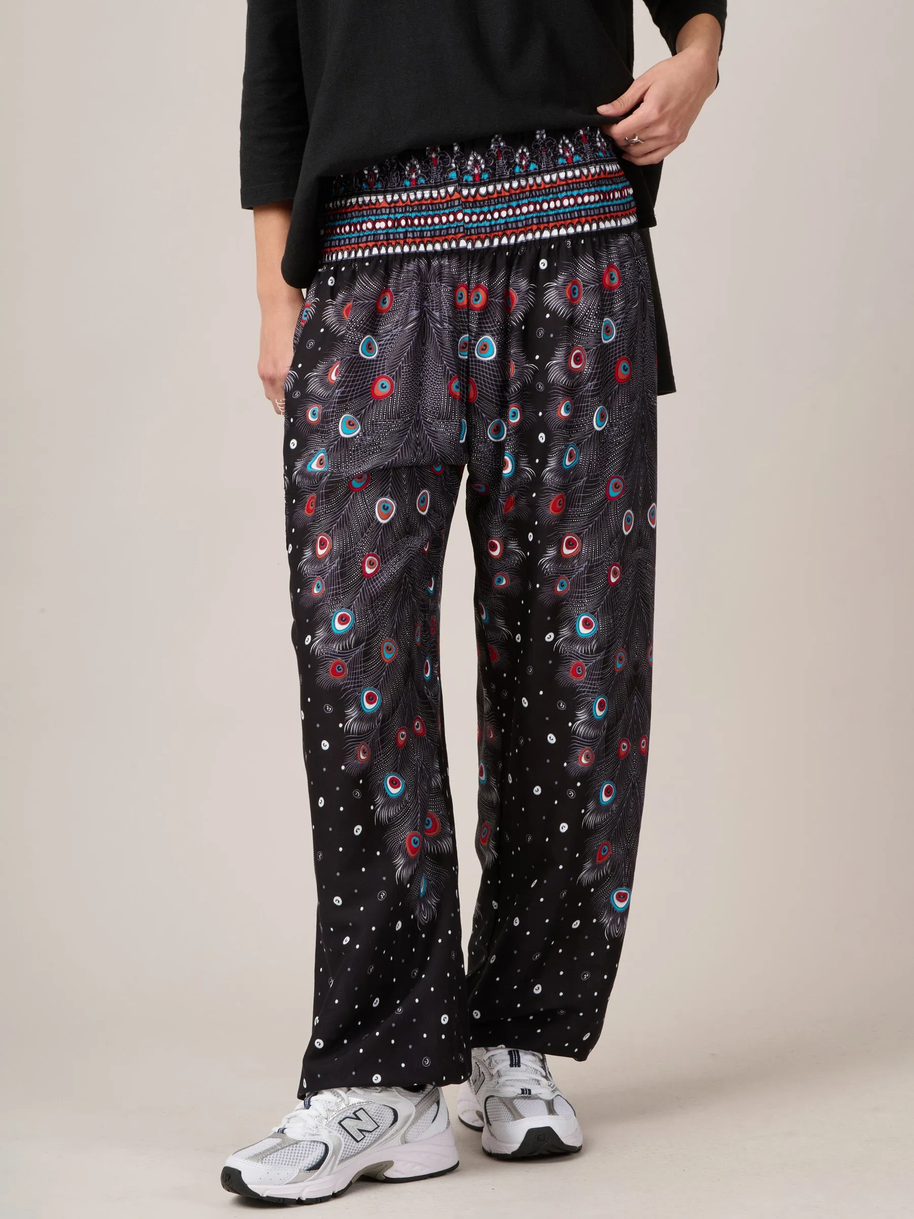 Peacock Feathers Harem Pants - High Crotch