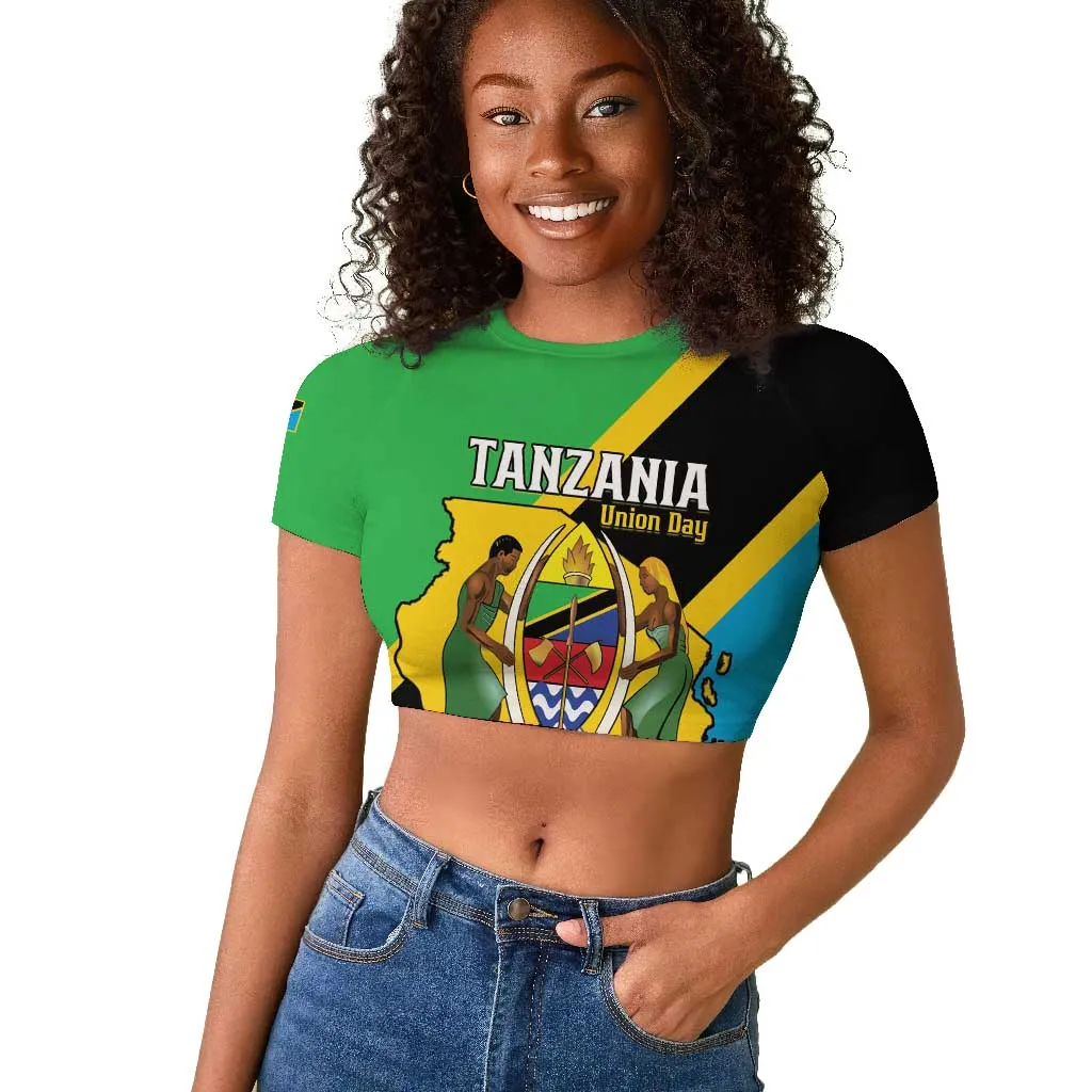 Personalised Afro Tanzania Raglan Cropped T shirt Happy Union Day LT15