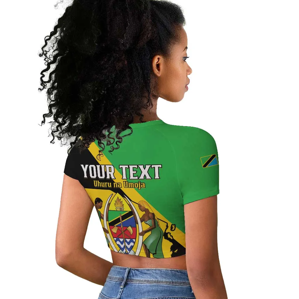 Personalised Afro Tanzania Raglan Cropped T shirt Happy Union Day LT15