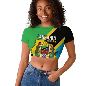 Personalised Afro Tanzania Raglan Cropped T shirt Happy Union Day LT15