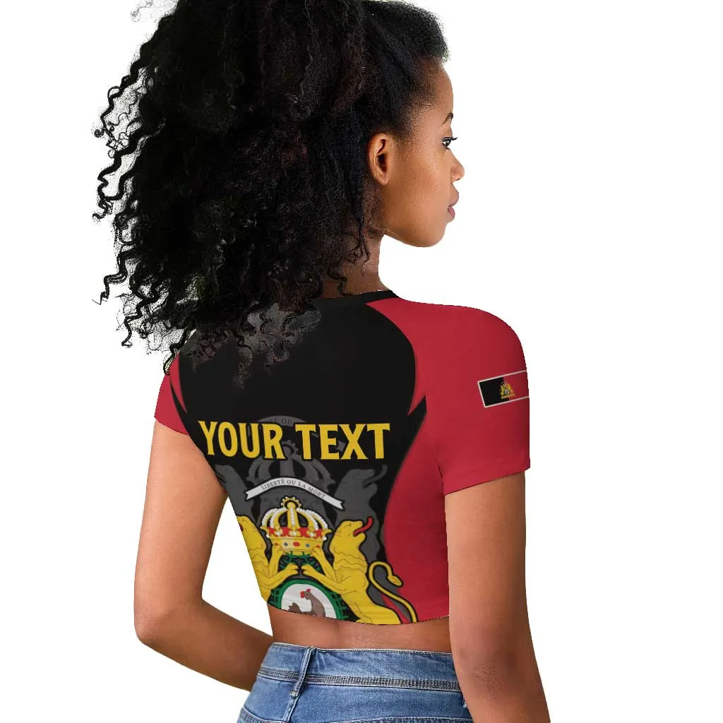 Personalised First Empire Of Haiti Raglan Cropped T shirt Coat Of Arms Sporty Style LT15