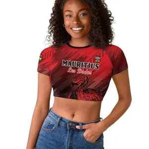 Personalised Mauritius Football Raglan Cropped T shirt Go Les Dodos Go LT15