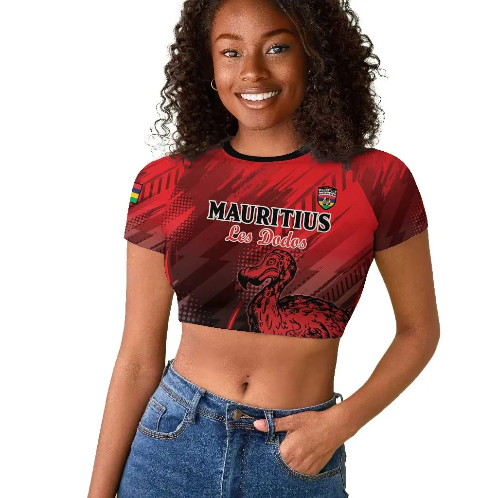 Personalised Mauritius Football Raglan Cropped T shirt Go Les Dodos Go LT15