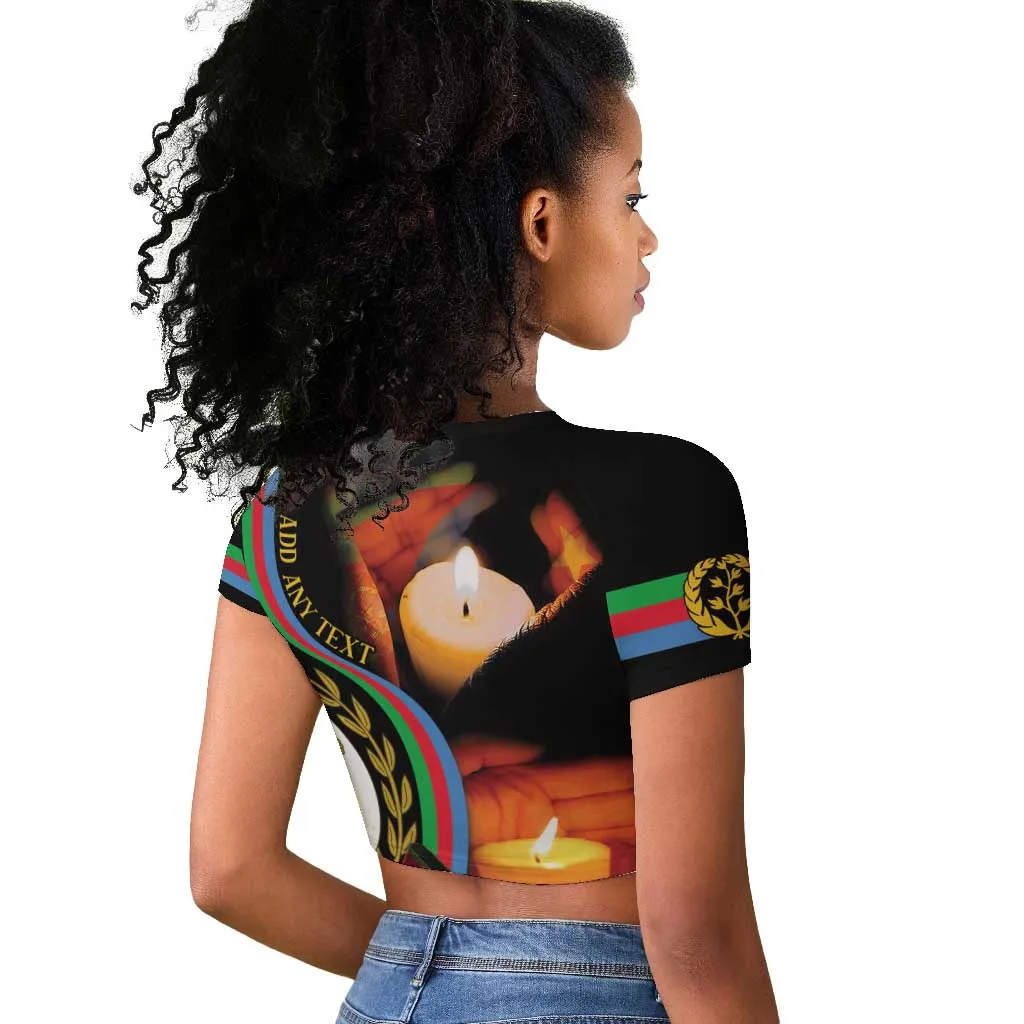 Personalized Afro-Eritrea Maelti Siwuat Raglan Cropped T shirt Candle Vigil Glory To Our Martyrs Eritrea LT9