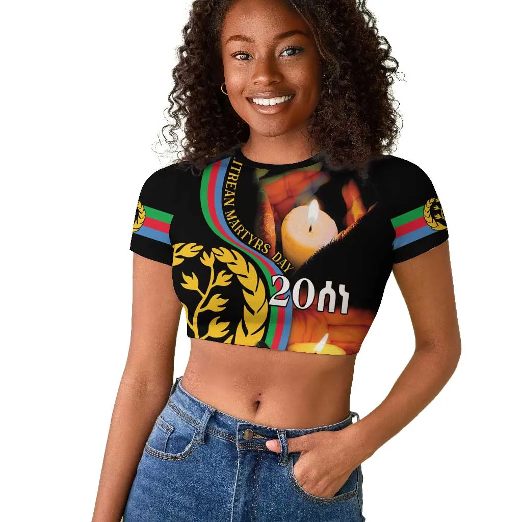 Personalized Afro-Eritrea Maelti Siwuat Raglan Cropped T shirt Candle Vigil Glory To Our Martyrs Eritrea LT9