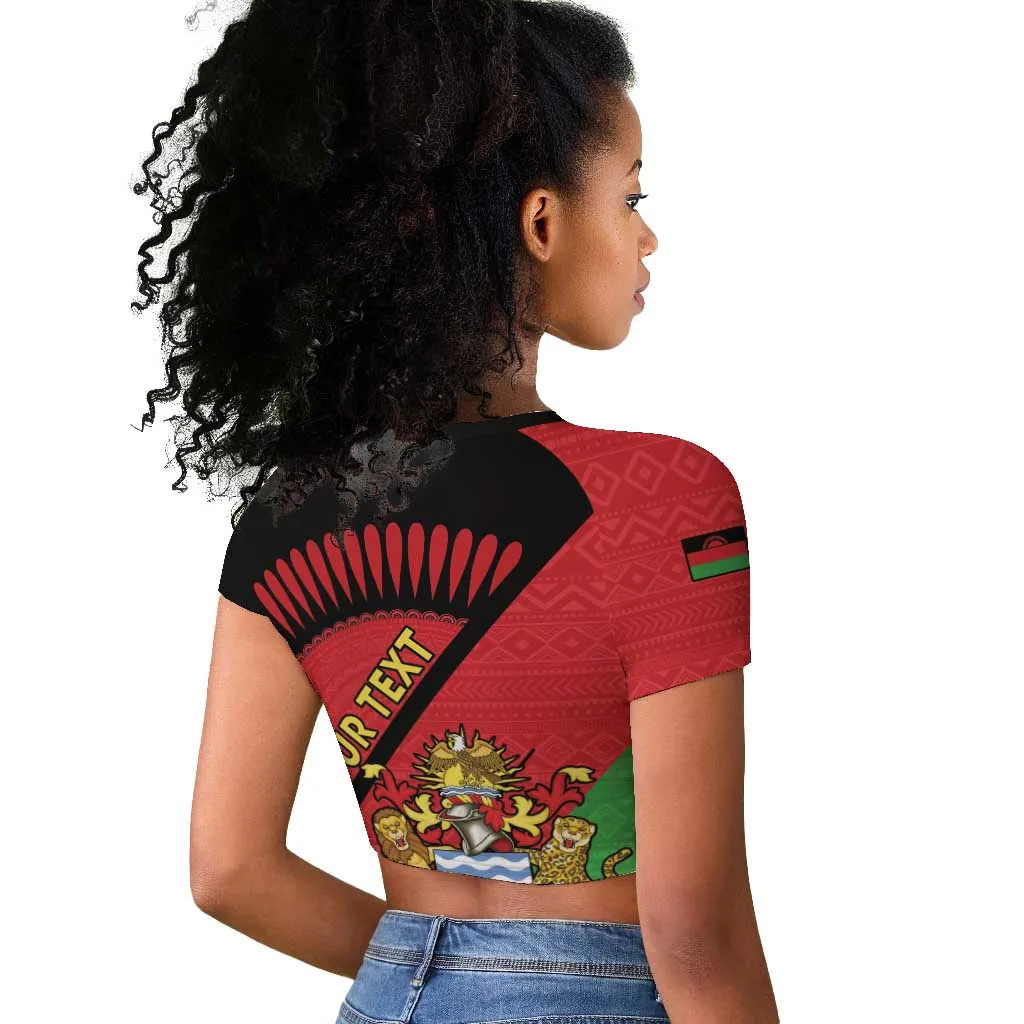 Personalized Afro Malawi Raglan Cropped T shirt Coat Of Arms - Southeastern Africa Pattern LT15