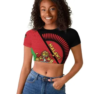 Personalized Afro Malawi Raglan Cropped T shirt Coat Of Arms - Southeastern Africa Pattern LT15