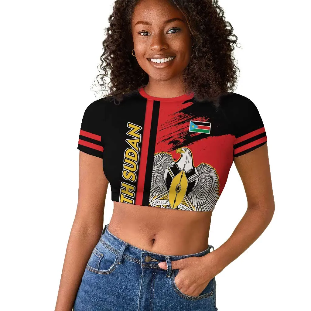 Personalized South Sudan With Coat Of Arms Raglan Cropped T shirt Sporty Style LT15