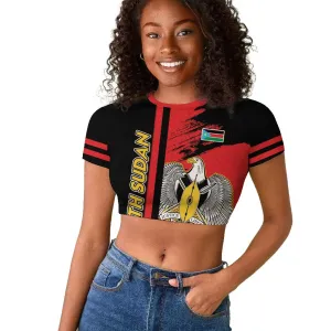 Personalized South Sudan With Coat Of Arms Raglan Cropped T shirt Sporty Style LT15