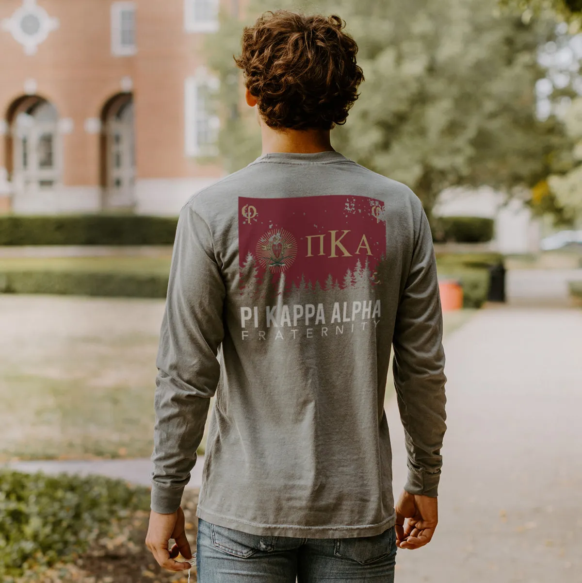 Pike Gray Flag Long Sleeve Pocket Tee