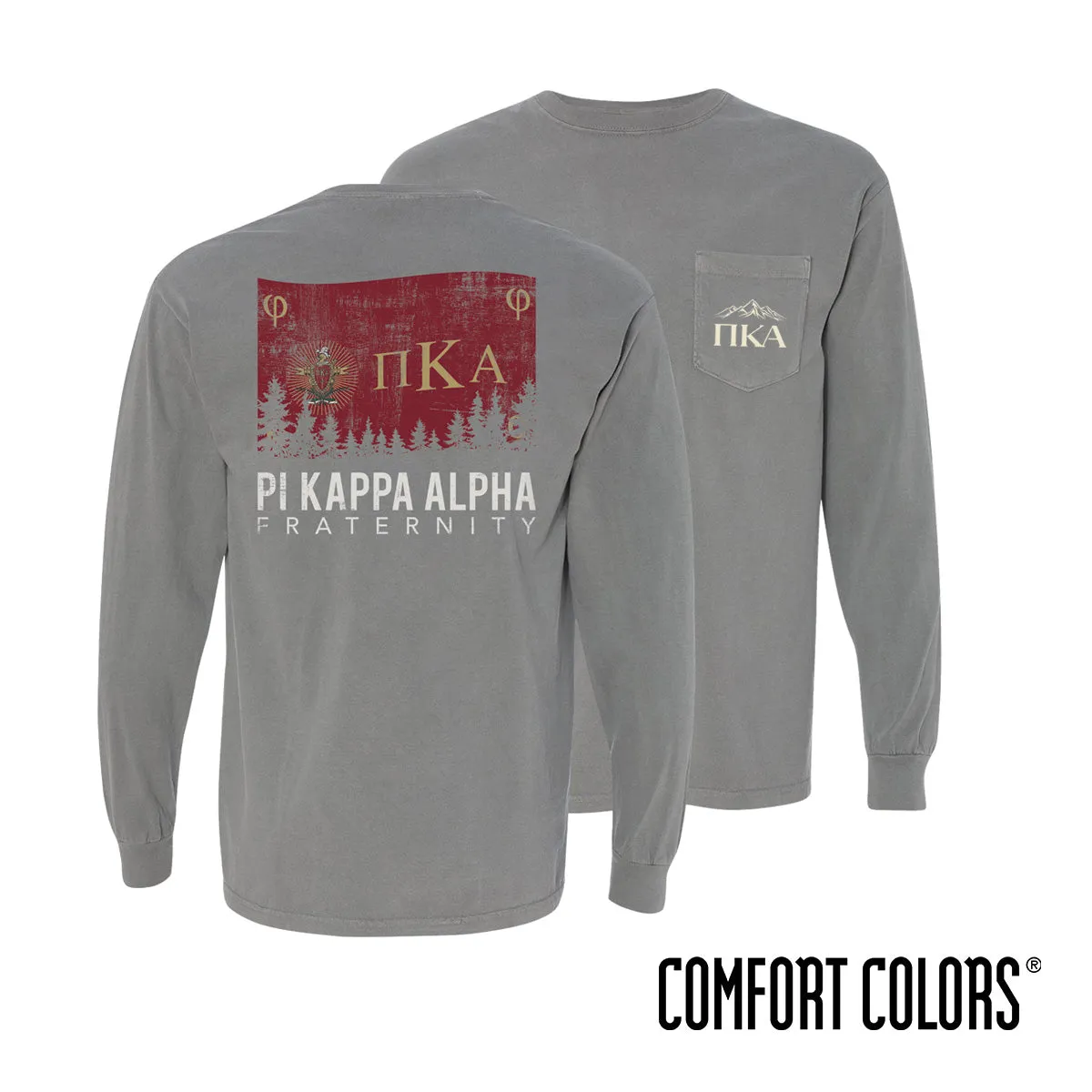 Pike Gray Flag Long Sleeve Pocket Tee