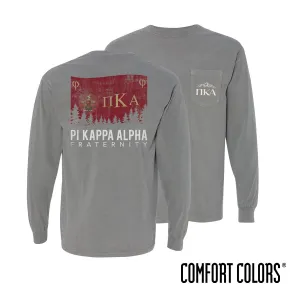 Pike Gray Flag Long Sleeve Pocket Tee