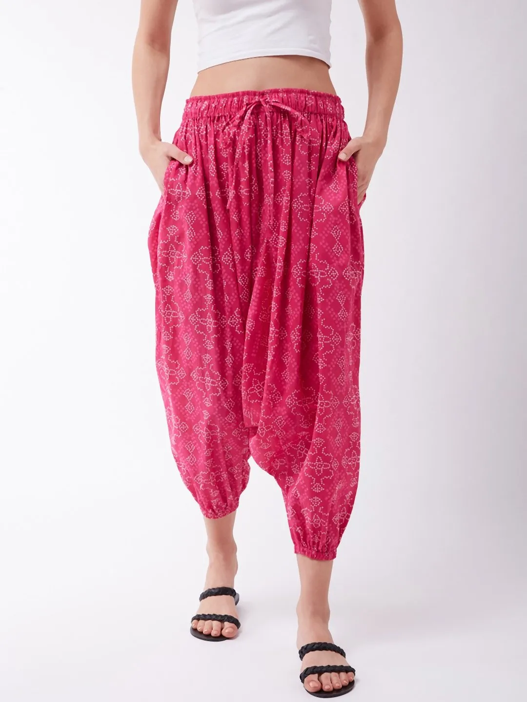 Pink Bandhini Harem Pants