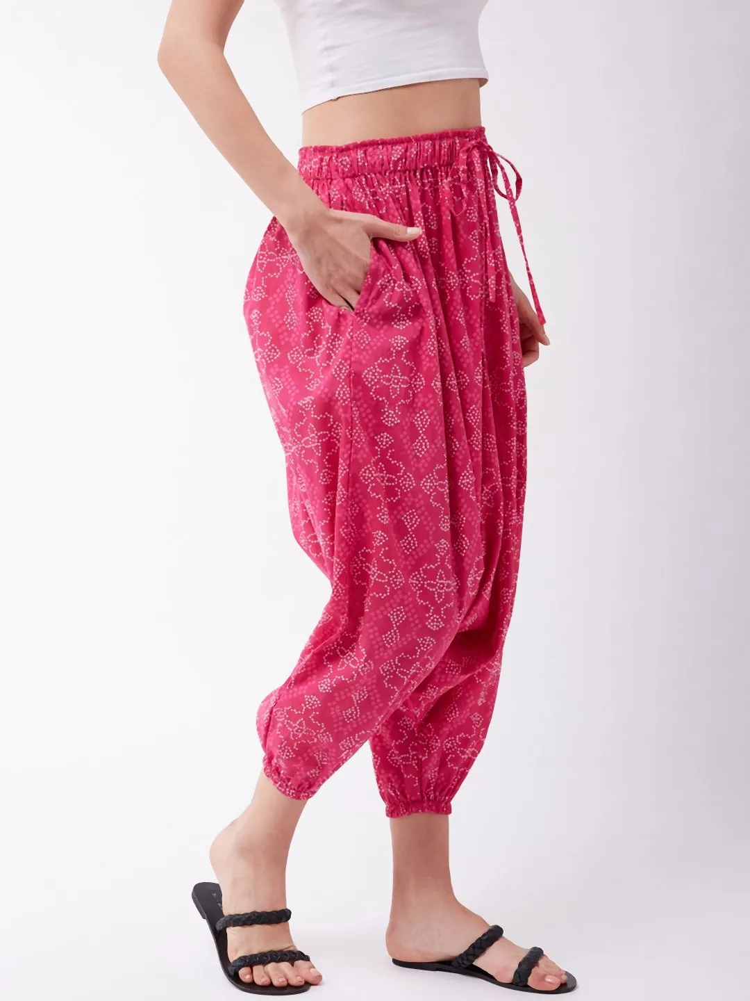 Pink Bandhini Harem Pants