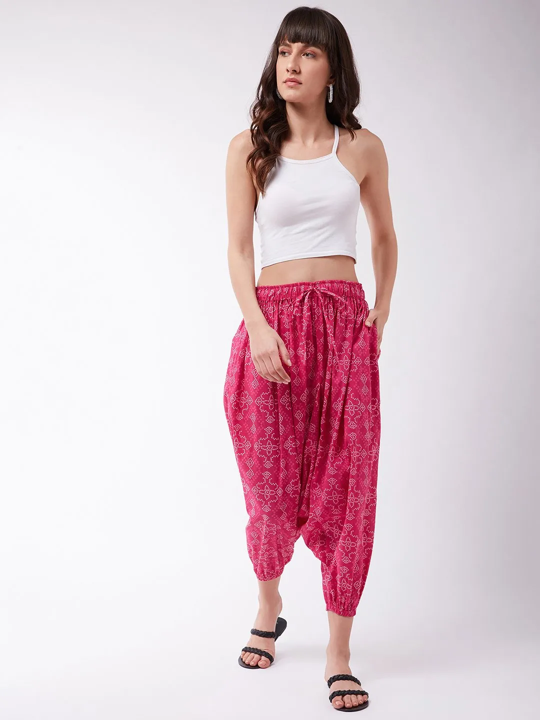 Pink Bandhini Harem Pants