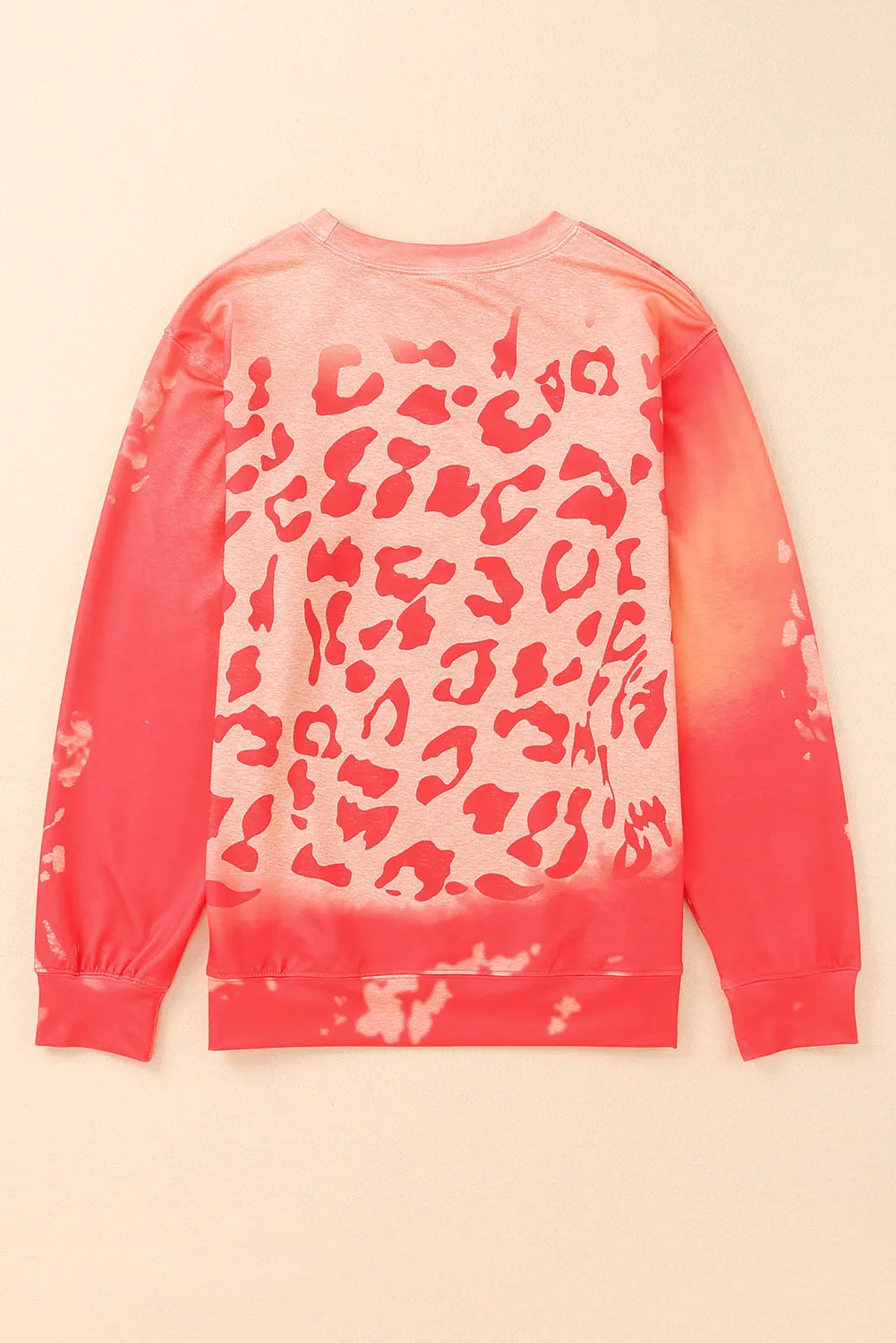 Pink MAMA Leopard Print Crew Neck Pullover Sweatshirt