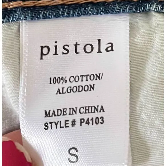 Pistola Distressed Mid Rise Raw Hem 2&quot; Short Denim Shorts Blue Size 28 Small NEW