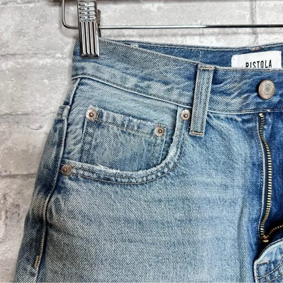Pistola Skye Denim Mini Skirt Size 24 Raw Hem Brooklyn Wash Cotton NWT
