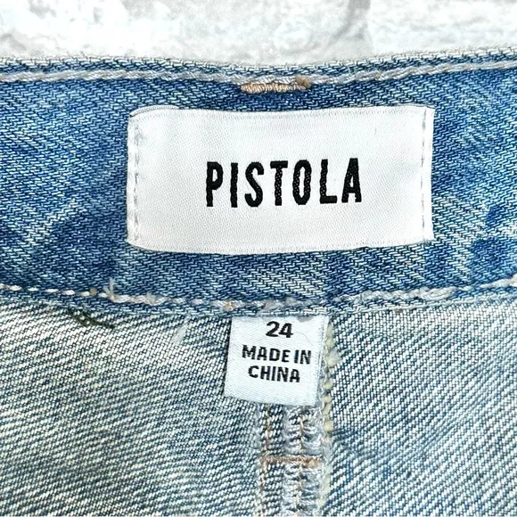 Pistola Skye Denim Mini Skirt Size 24 Raw Hem Brooklyn Wash Cotton NWT
