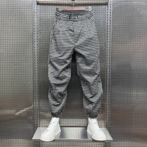 Plaid loose legged casual pants