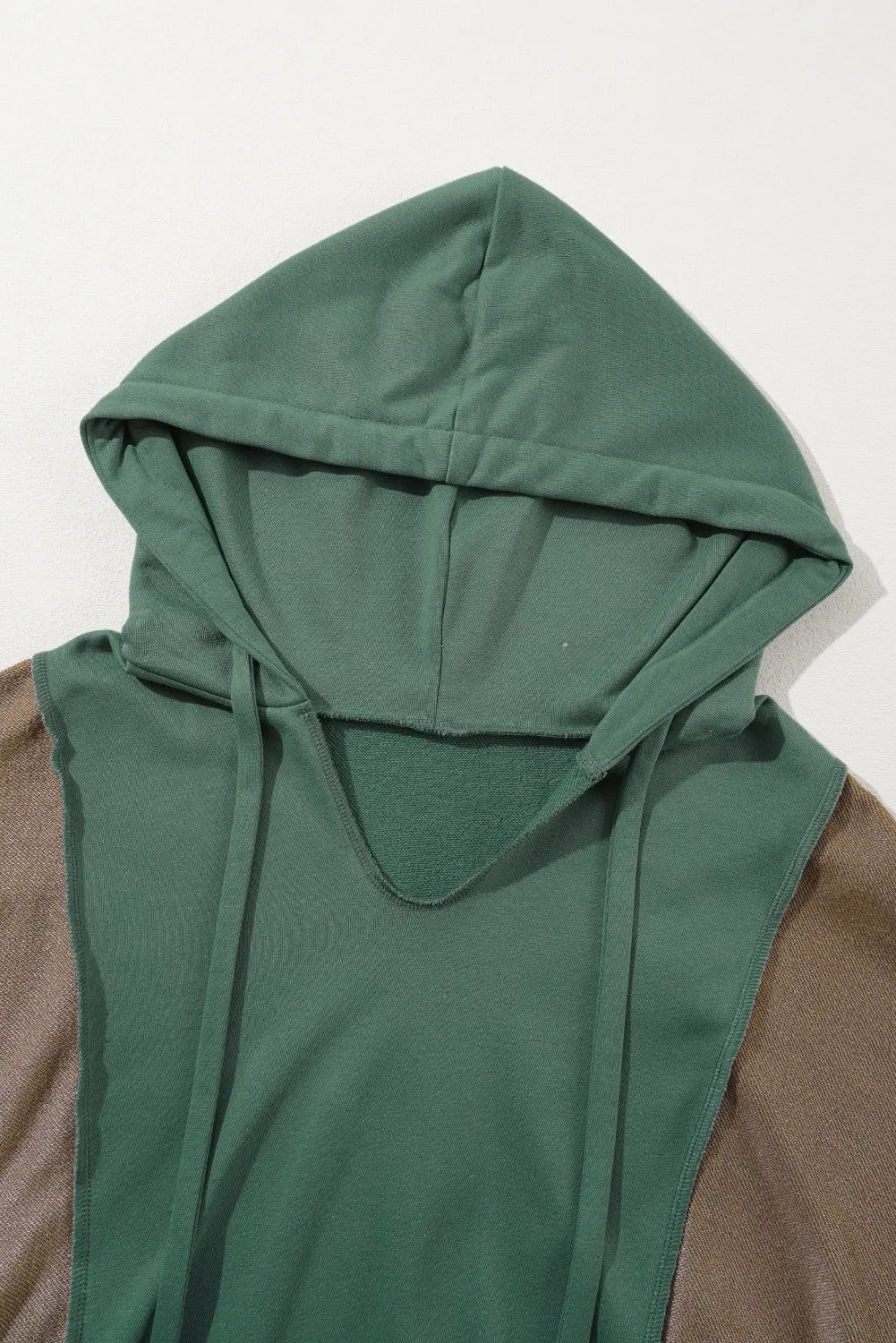 Plus Size Patchwork V Neck Hoodie