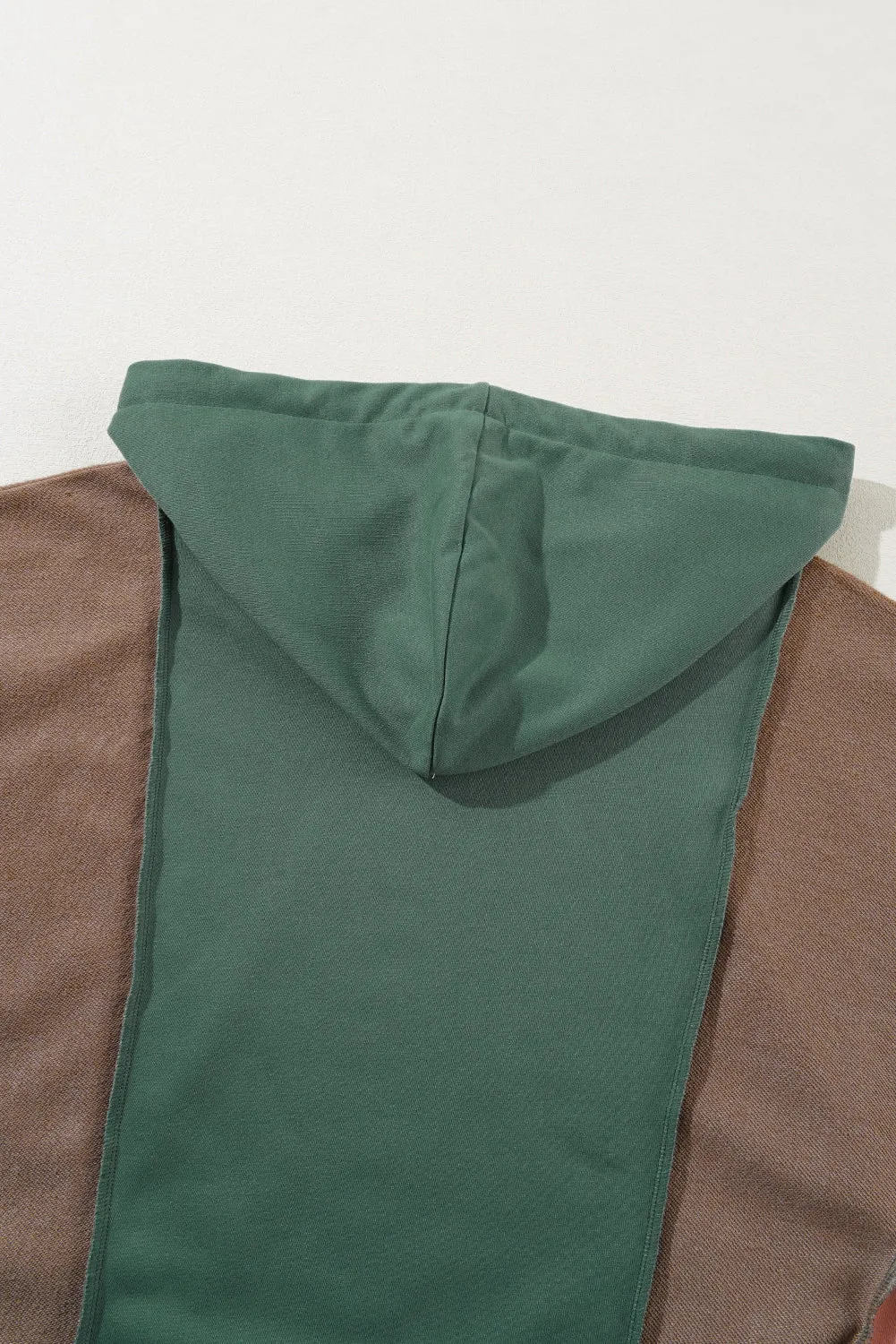 Plus Size Patchwork V Neck Hoodie