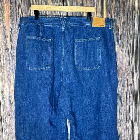 Point Sur J. Crew Wide Leg Raw Hem Denim Jeans Womens size 35