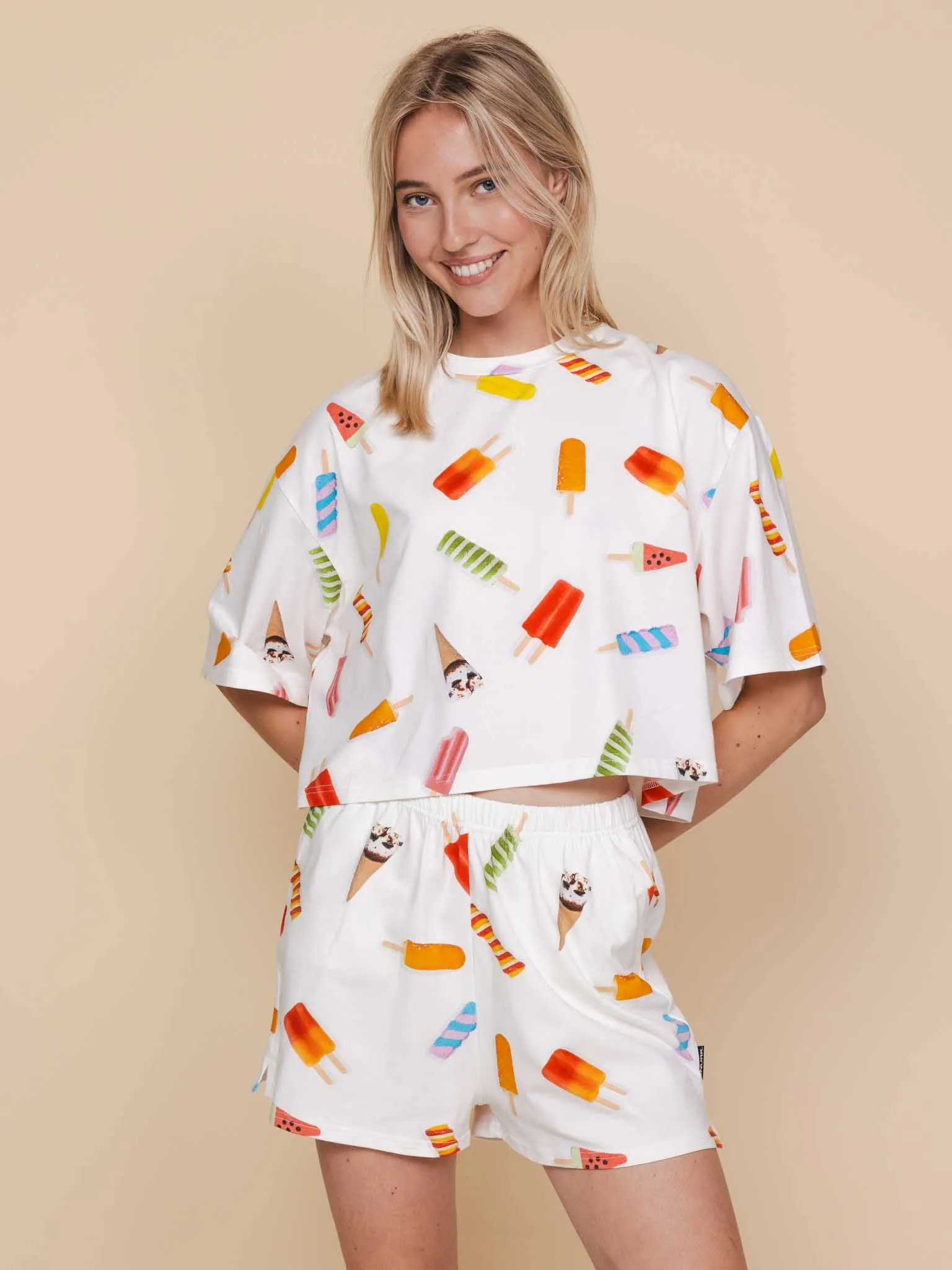 Popsicles Cropped T-shirt en Shorts set Dames