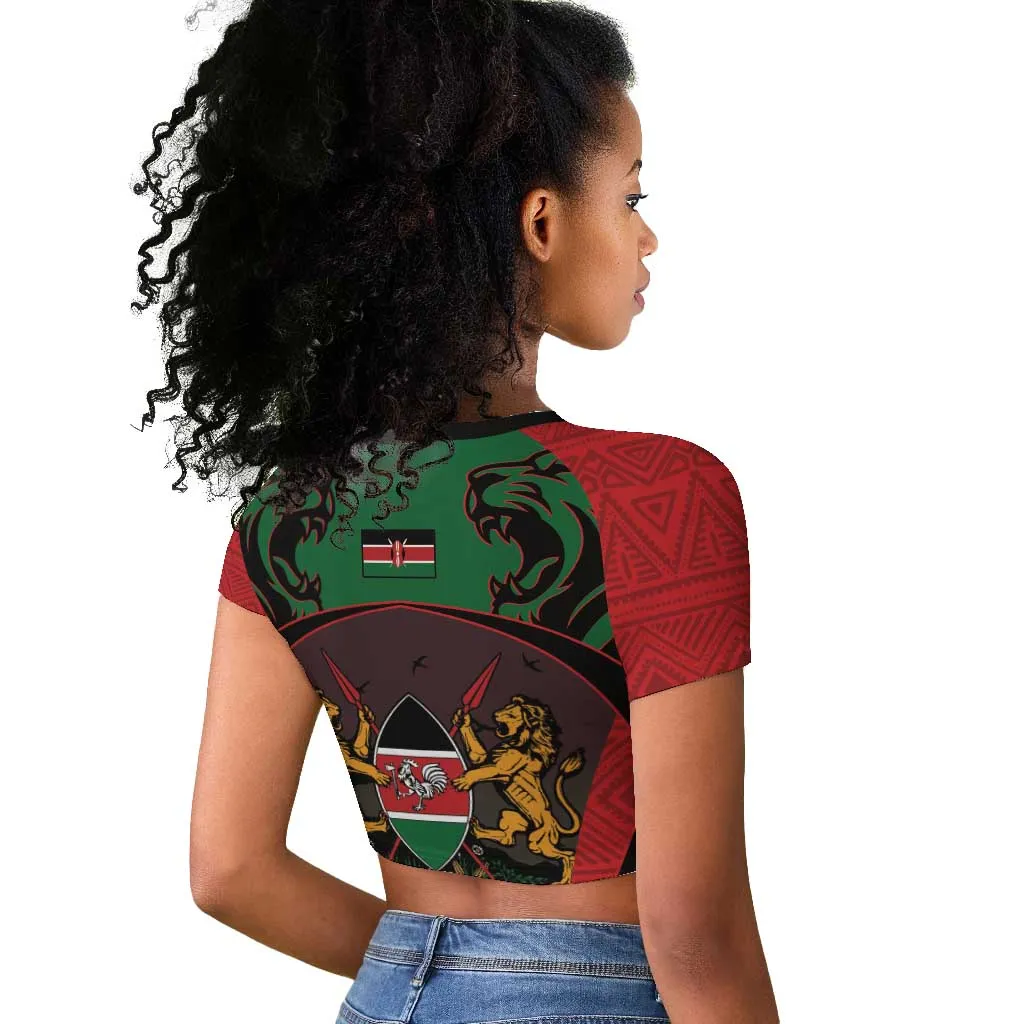 Proud Kenya 254 Raglan Cropped T shirt Safari Animals - African Pattern LT14