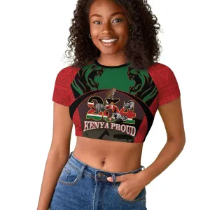 Proud Kenya 254 Raglan Cropped T shirt Safari Animals - African Pattern LT14