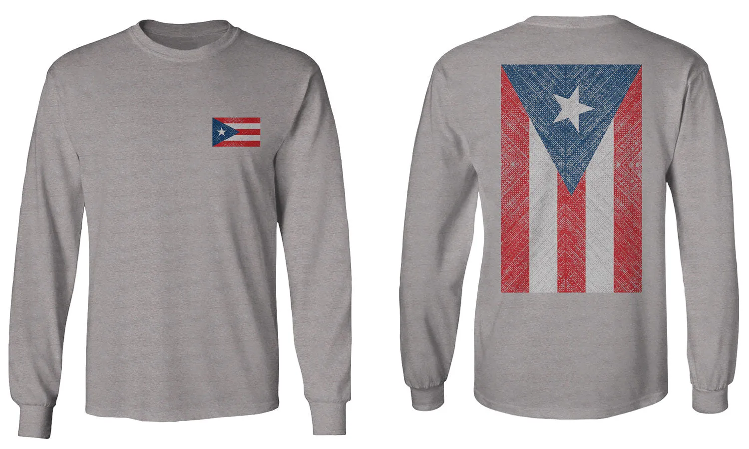 Puerto Rico Flag Boricua Rican Nuyorican Front and Back mens Long sleeve t shirt