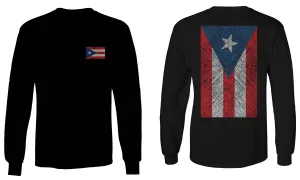 Puerto Rico Flag Boricua Rican Nuyorican Front and Back mens Long sleeve t shirt