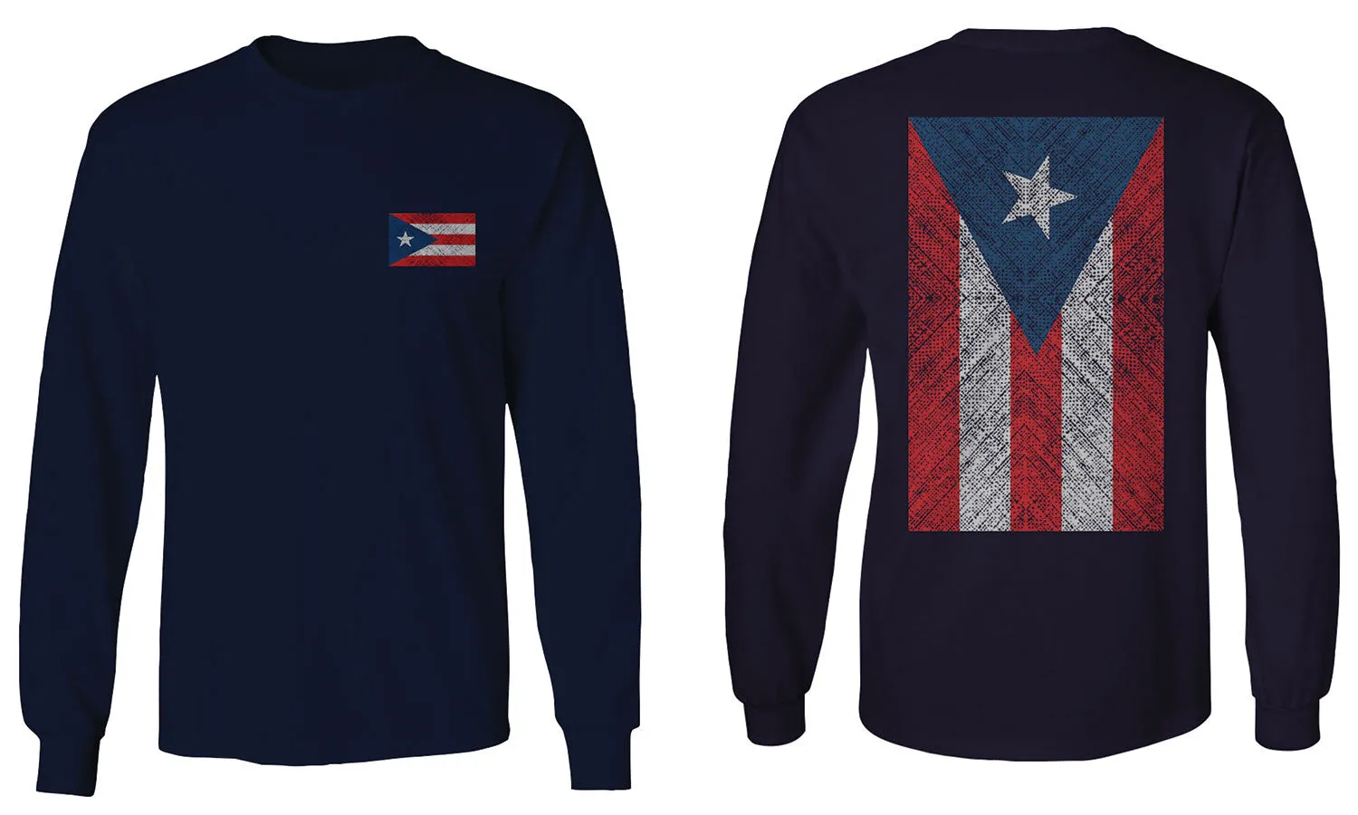 Puerto Rico Flag Boricua Rican Nuyorican Front and Back mens Long sleeve t shirt